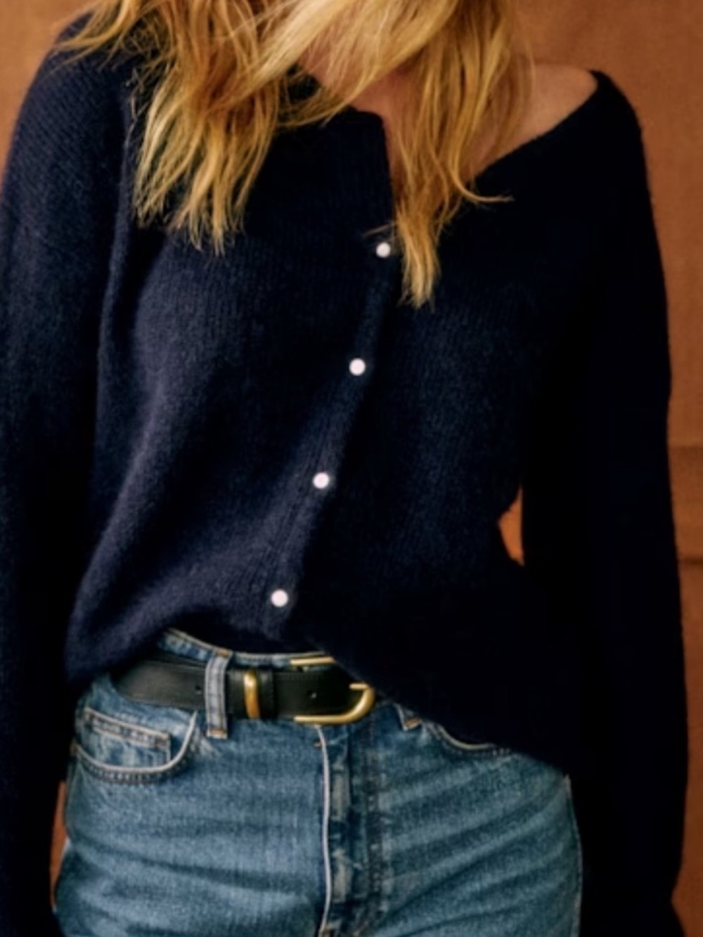 SEZANE Gaspard Cardigan Navy Blue - Excellent Pre-owned Condition, Extra Small
